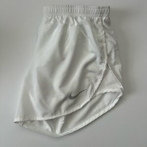 Nike Women's Tempo Brief-Lined Running Dry-Fit Shorts Zipper Pocket White